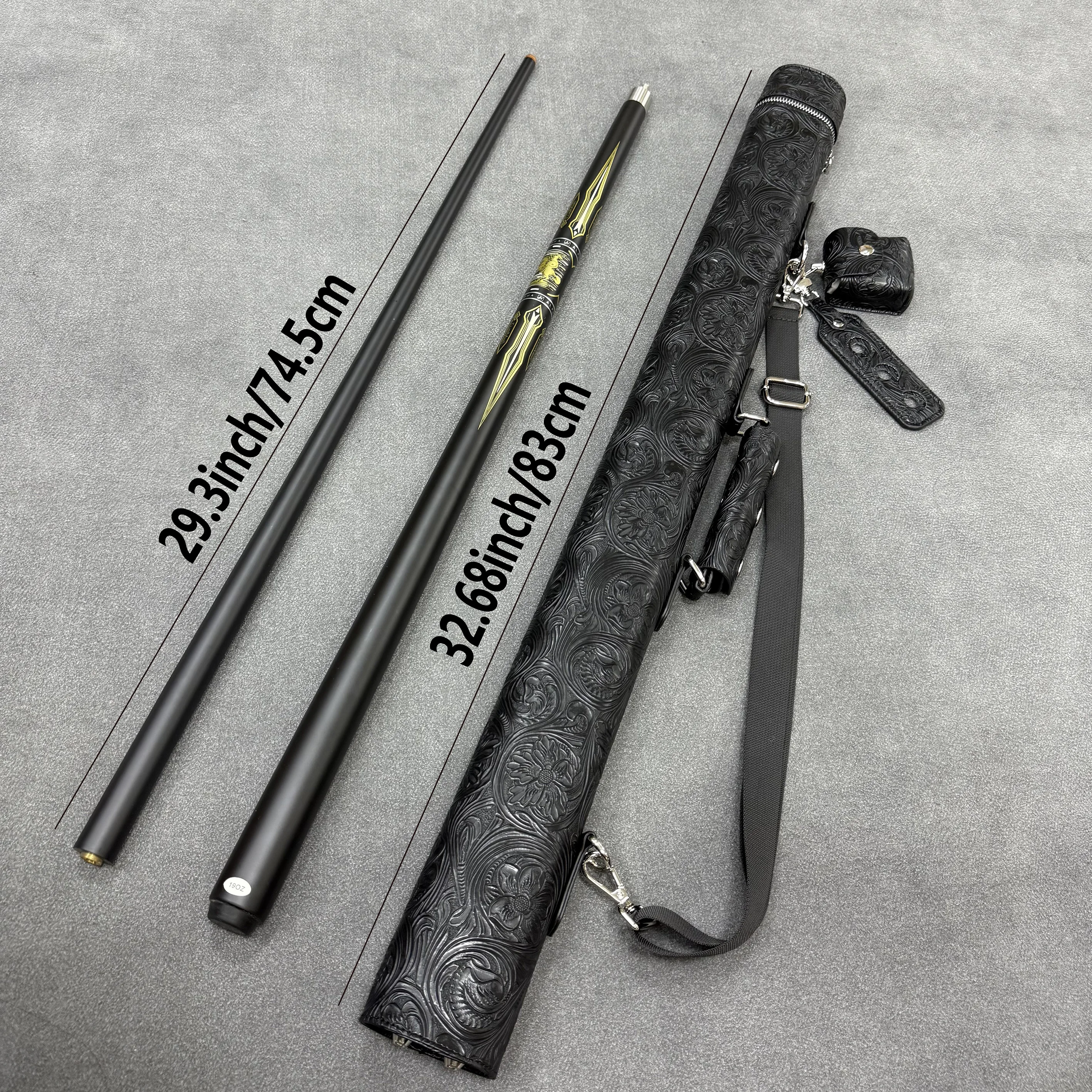 

58" 19oz 2-Piece Carbon Fiber Pool Cue Set with Golden Knight Horse Pattern, 11.5mm Medium Tip, for Indoor Billiard Tables
