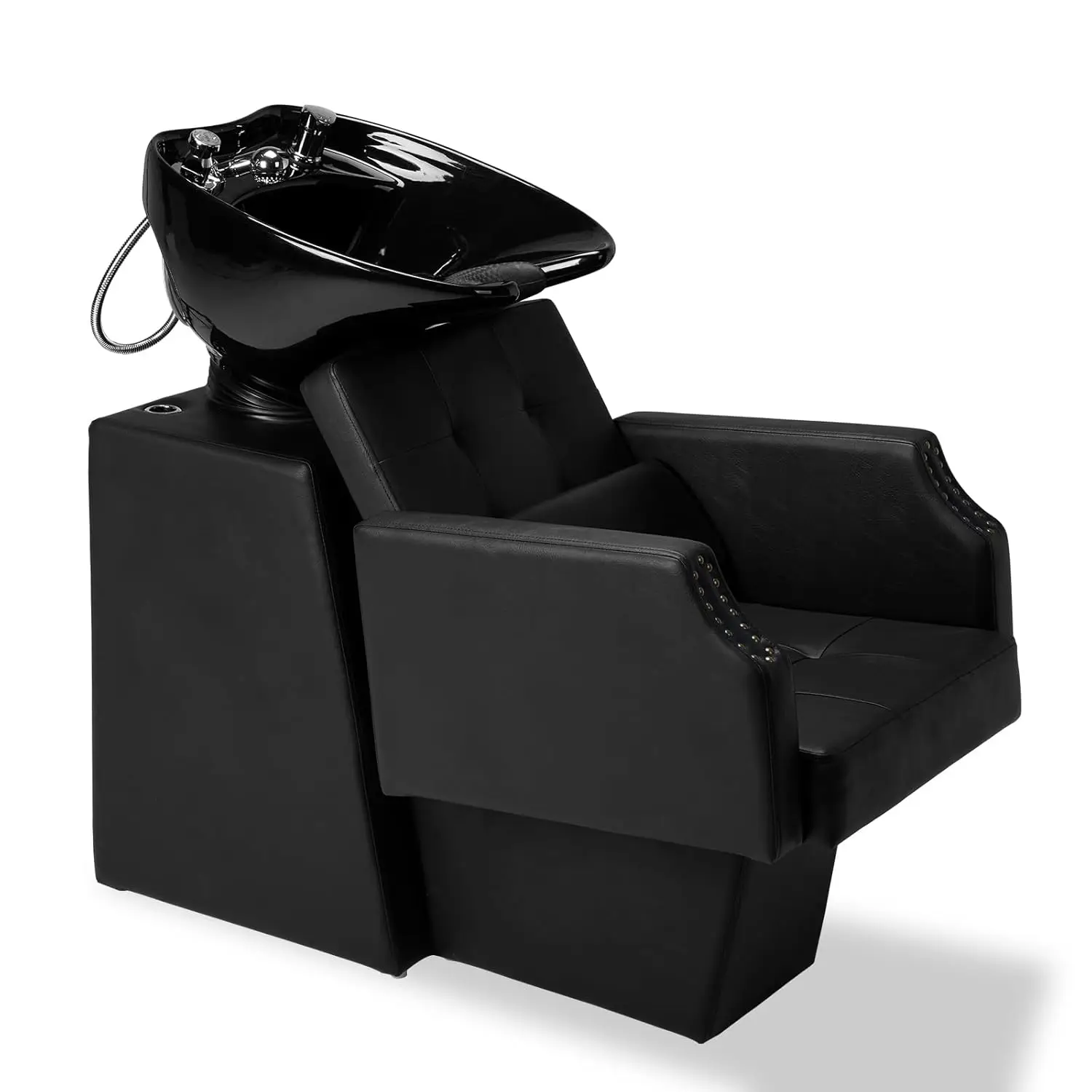 Shampoo Backwash Barber Chair Unit Equipment | Large Ceramic Bowl, Adjustable Shampoo Bowl Sink Chair Station for, Custom