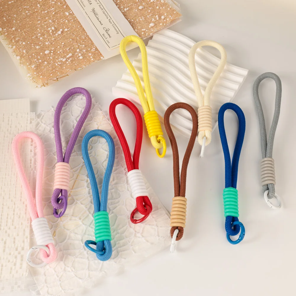 Cordão Multicolorido para Celular com Nó, Cordão Curto Trançado Criativo, Chaveiro para Capa de Celular Destacável para Prevenção de Perda