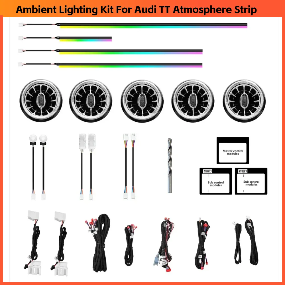 

Обновление Symphony Led интерьер автомобиля, окружающее освещение, украшение переднего воздушного вентилятора для Audi TT, аксессуары для атмосферных полос TTRS