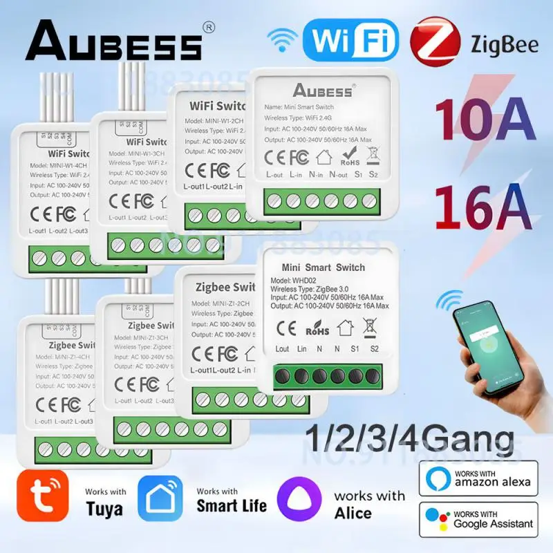 Tuya-Mini commutateur WiFi Zigbee 3.0, bricolage, minuterie de vie intelligente, citations de contrôle sans fil, disjoncteur de tournesol, fonctionne avec Alexa, Google Alice