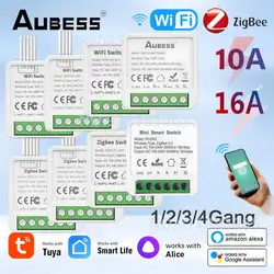 Mini interruptor inteligente Tuya Zigbee 3,0, temporizador de vida, Control inalámbrico, automatización de relé, funciona con Alexa y Google Alice