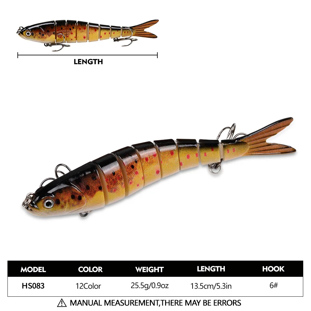 1pcs Multi Jointed Fishing Lure 13.5cm 25.5g Slow Sinking Bionic Segmented Bait Wobble Tackle for Freshwater Saltwater Pesca