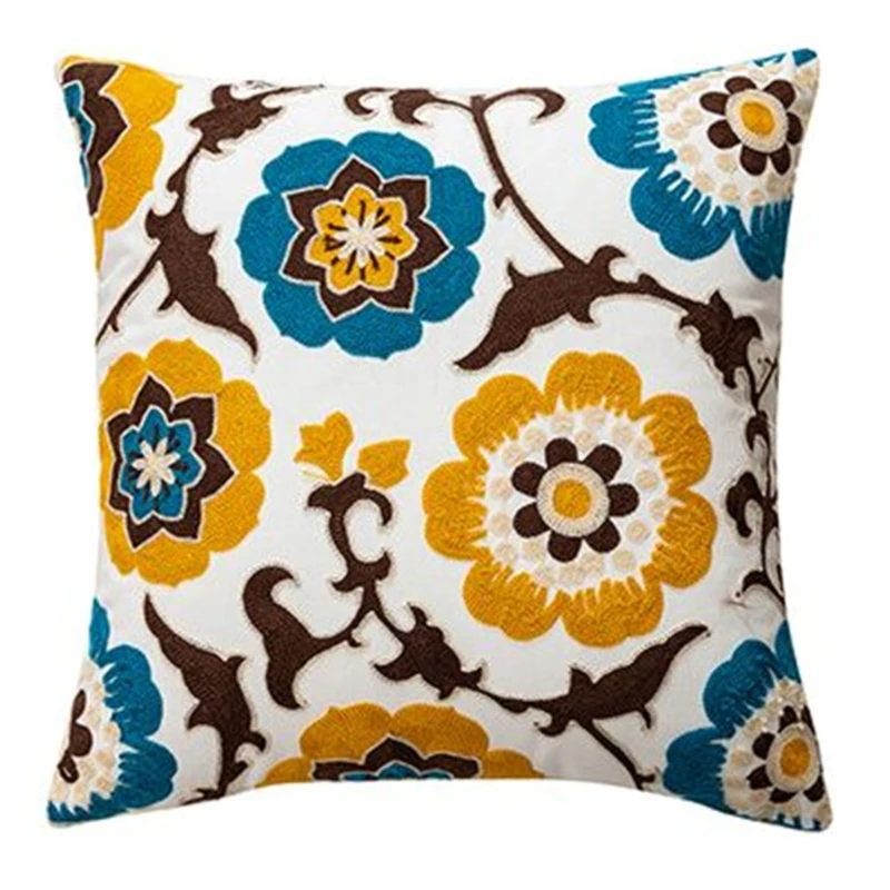 Capa de almofada floral 448B bordada 18 x 18 polegadas para decoração de sofá