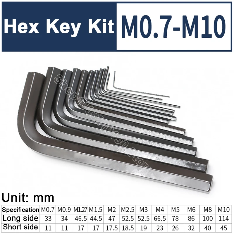 

12pcs Allen Wrench Set L Shaped Black Hex Hexagon Key Assortment Kit 0.7mm 0.9mm 1.27mm 1.5mm 2mm 2.5mm 3mm 4mm 5mm 6mm 8mm 10mm