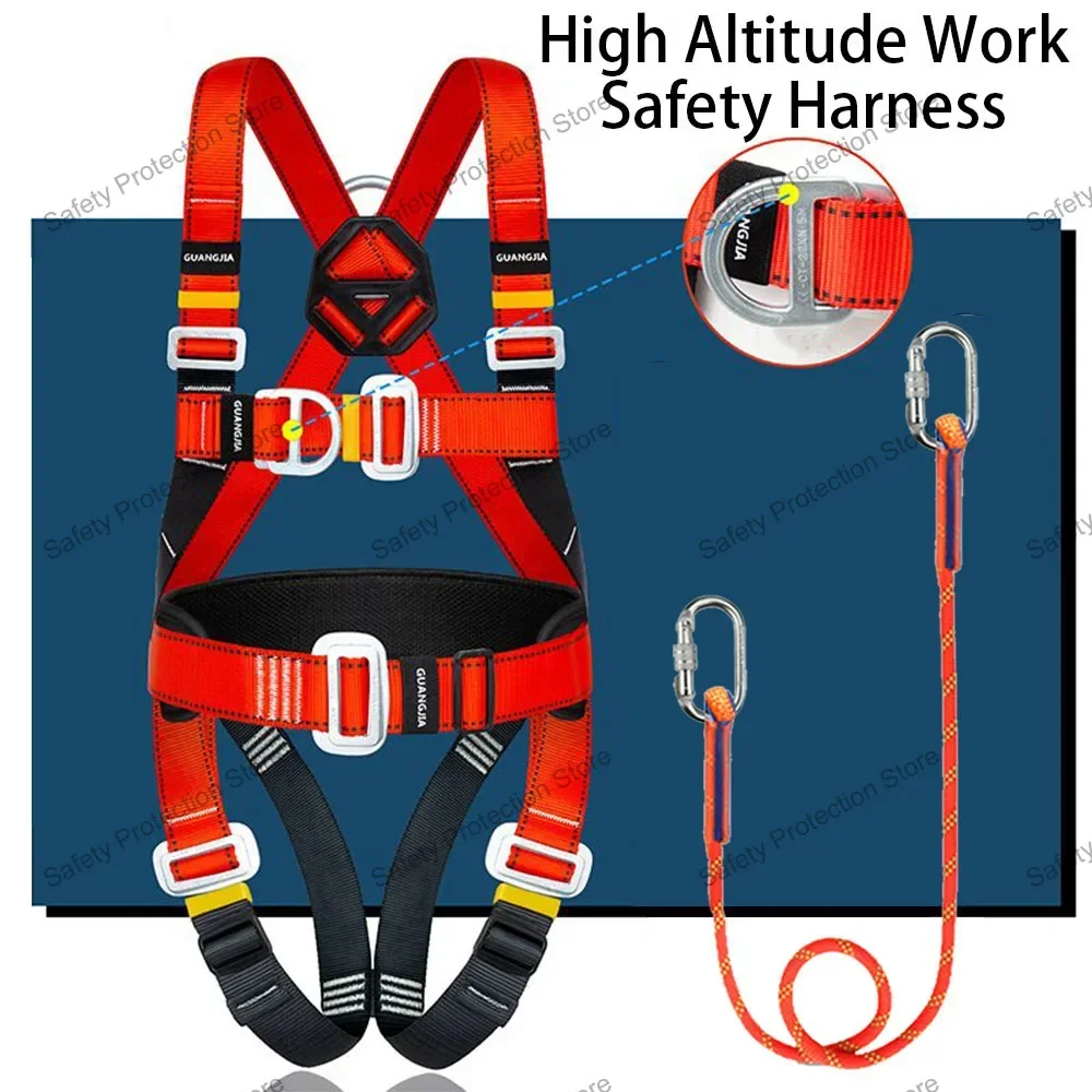 Five-point High Altitude Work Safety Harness Full Body Safety Belt Rope Outdoor Climbing Training Construction Protect Equipment