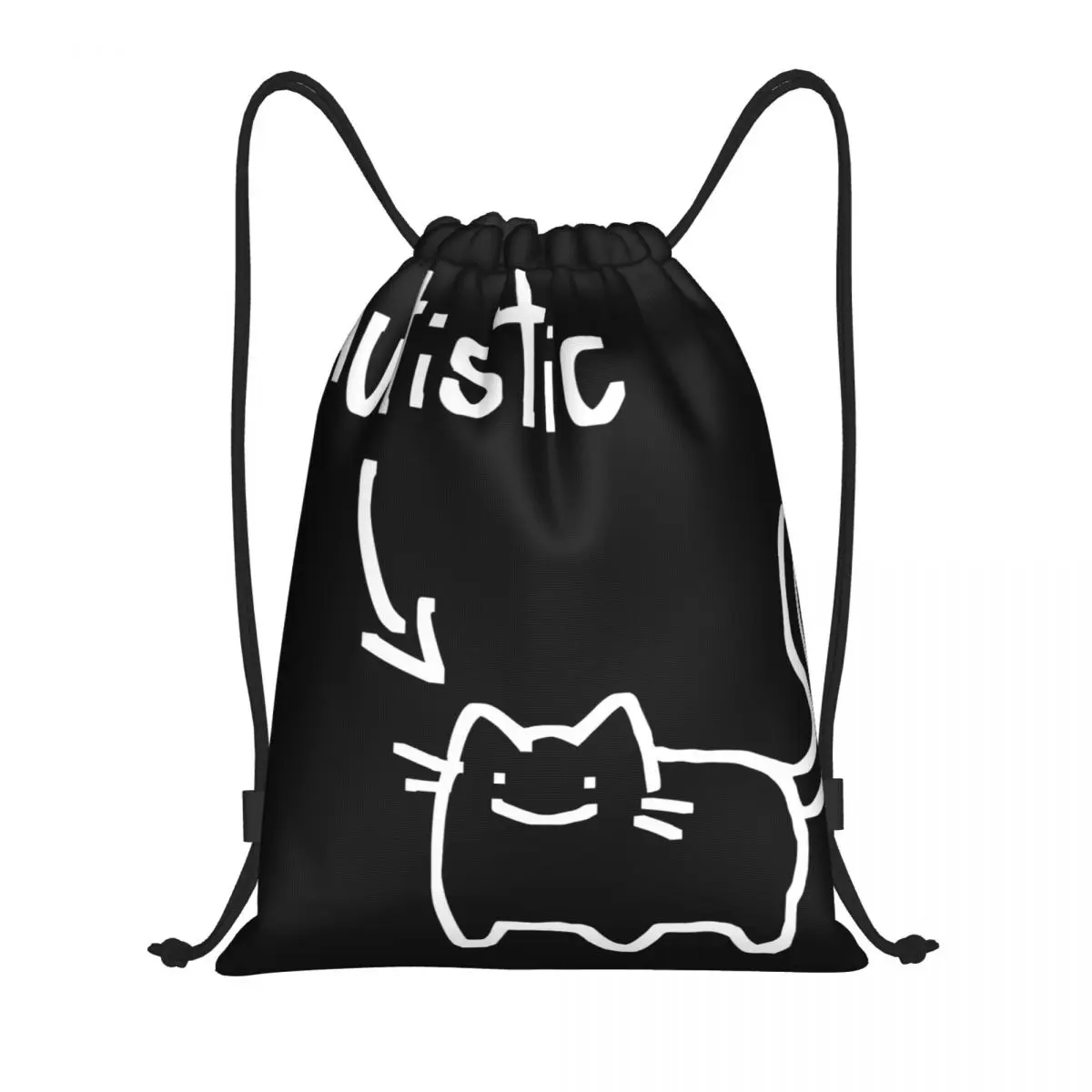 

Autistic Cat Multi-function Portable Drawstring Bags Sports Bag Book Bag For Travelling