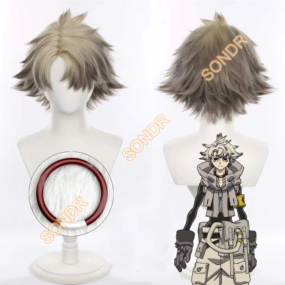 

Аниме GACHI AKUTA Rudo Surebrec, парик для косплея, термостойкие синтетические короткие волосы, мужское ожерелье, браслет-колье для Хэллоуина