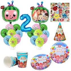 Nuovi palloncini in fusione di cocco decorazione per feste di compleanno Set di palloncini in stagnola per cartoni animati Banner per stoviglie usa e getta forniture per feste per bambini