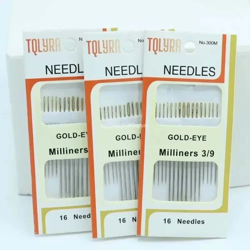 16 Uds agujas de ojo grandes aguja de coser a mano autorroscante accesorios de costura de hilo fácil aguja de coser a mano