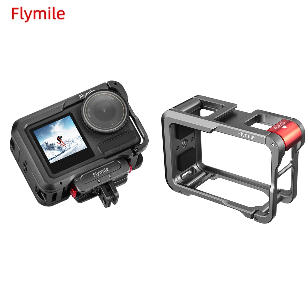 

Flymile Metal Rabbit Cage Frame For DJI Action 3/4 Quick-release Adapter With Cold Shoe Expansion Sport Camera Accessories