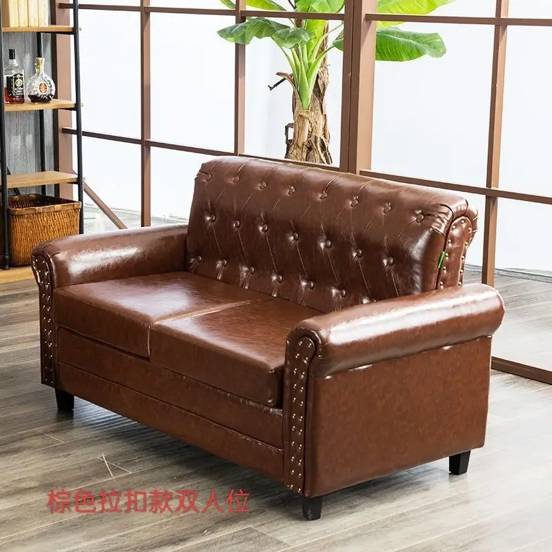 American, retro, first layer cowhide, old-fashioned, pull button, genuine leather, sofa, oil wax