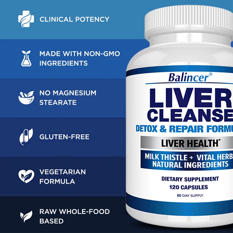 Liver Cleanse Detox & Repair Fatty Liver Formula - Milk Thistle - Liver Health Supplement, Non-GMO Gluten Free, 120 Capsules