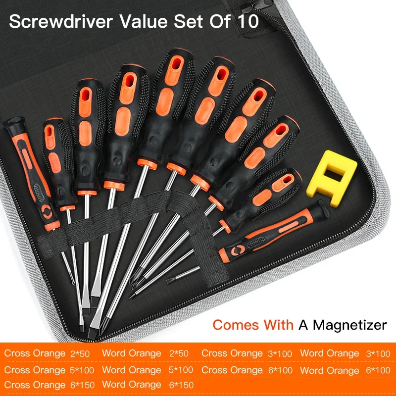 6/8/10 Pcs Insulated Screwdriver Set Multifunctional Appliance Parts Repair Tool One Word Cross With Magnetizer and Storag