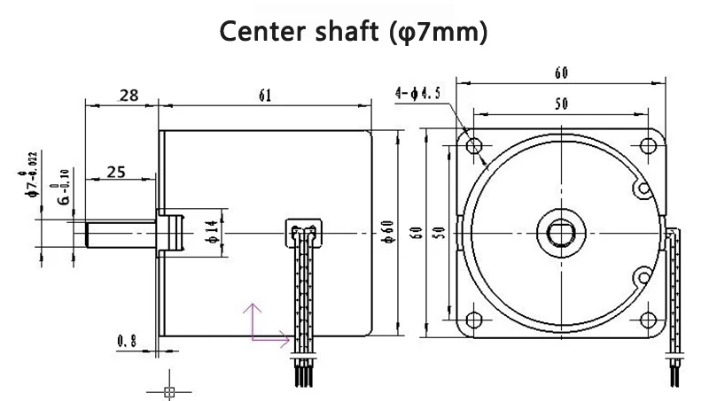 14W 60ktyz 220V มอเตอร์ซิงโครไนซ์แม่เหล็กถาวรเพลากลาง7มม./เพลานอกเพลา D-Type 1RPM-110rpm