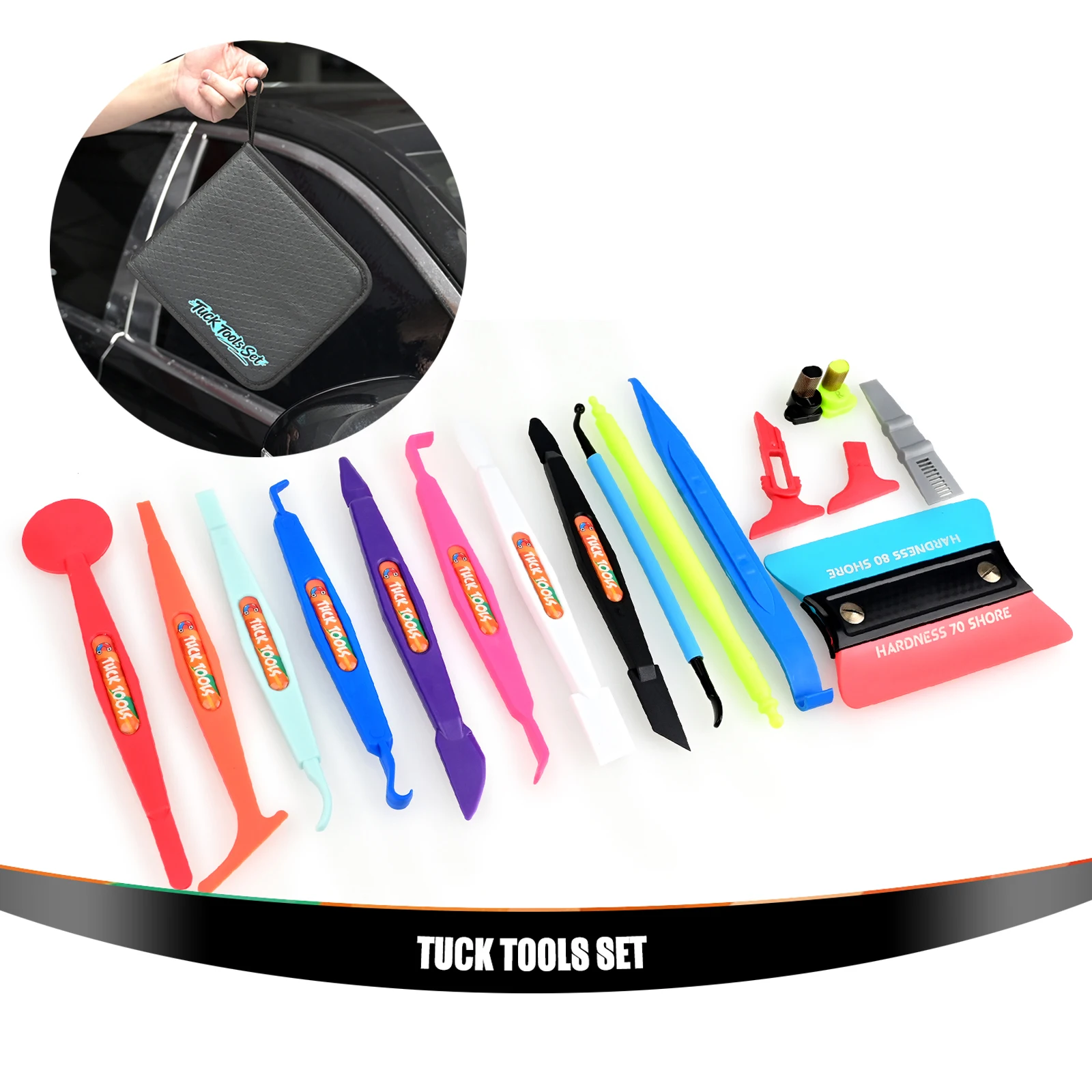 

FOSHIO Car Wrapping Vinyl Tool Kit Magnetic Micro Tucking Squeegee Window Tint Curve Slot Detailing Edge Cutting Spacer Guides