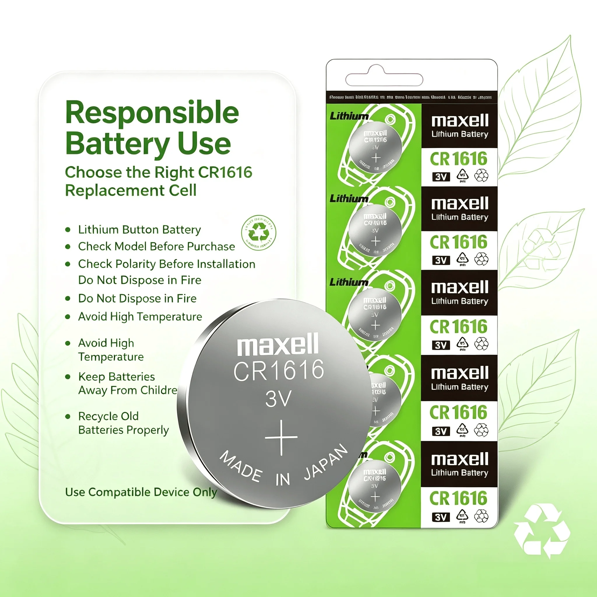 5-100PCS Original Maxell CR1616 3V Anti-Leak Lithium Button Battery For Watch Calculator Clock Remote Control Toys view 5