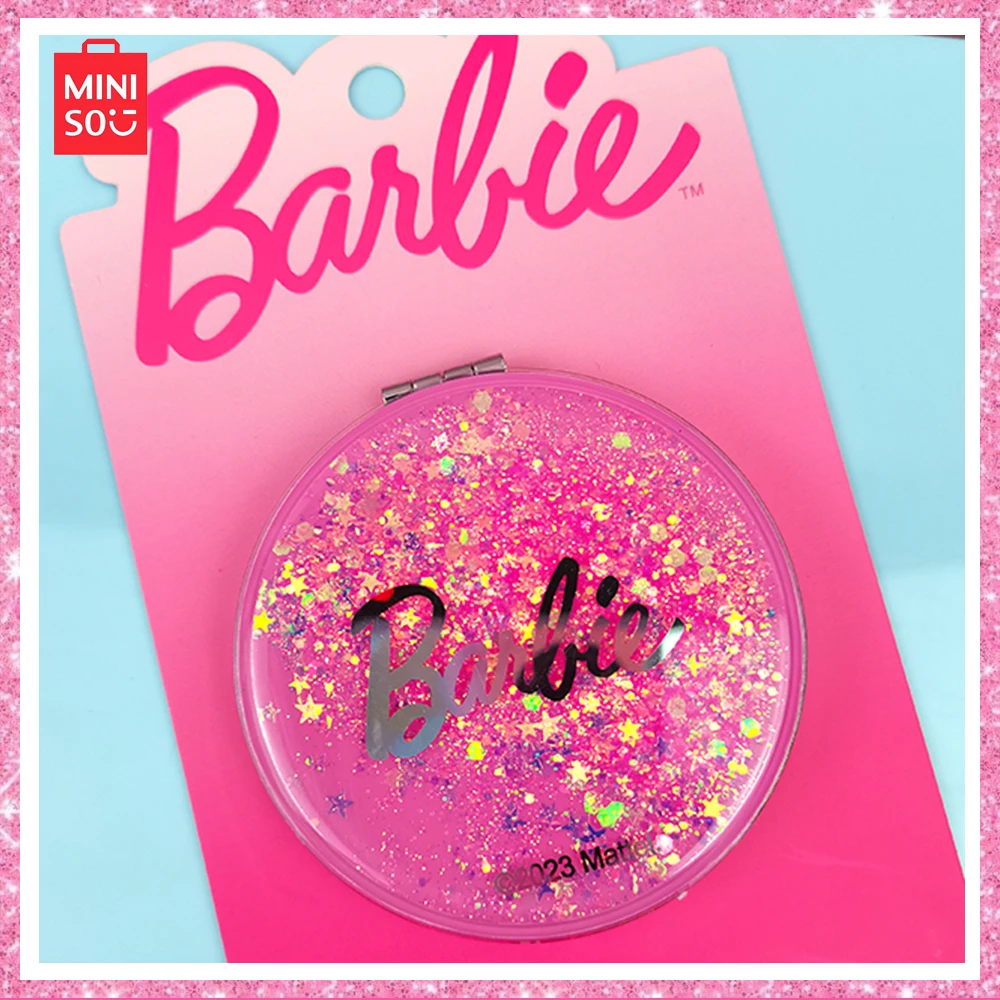 Mininstants-Petit miroir de maquillage pliable double face, série Barbie, sables mouvants portables, rose mignon, exquis, cadeaux d'anniversaire pour filles