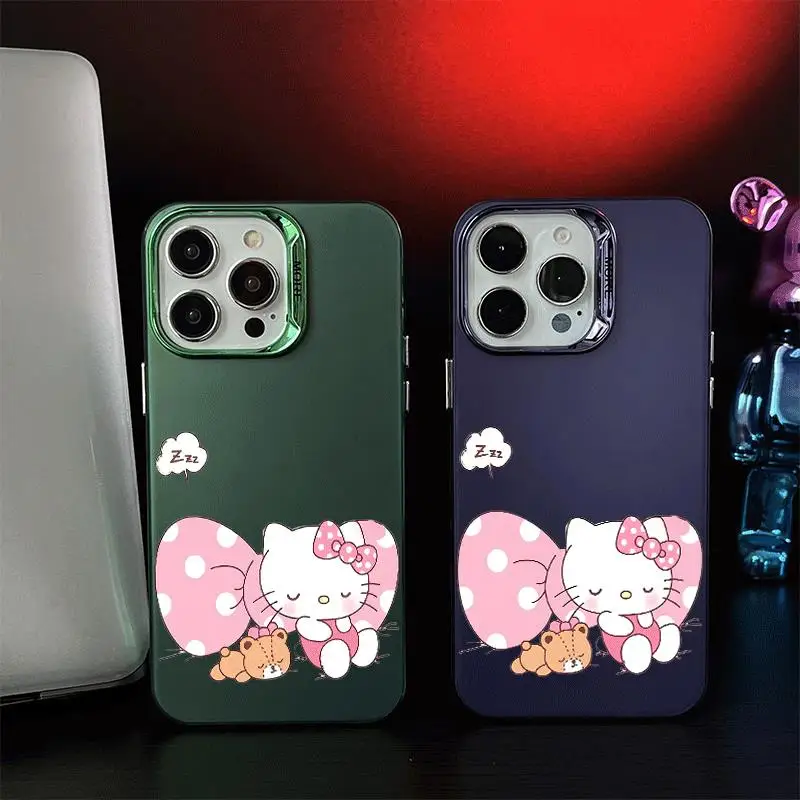 Comic Cute Sanrio Hello Kitty for Apple Iphone 16 15 14 13 12 11 XS XR X Pro Max Plus Anti Fall Measures Slip White Case