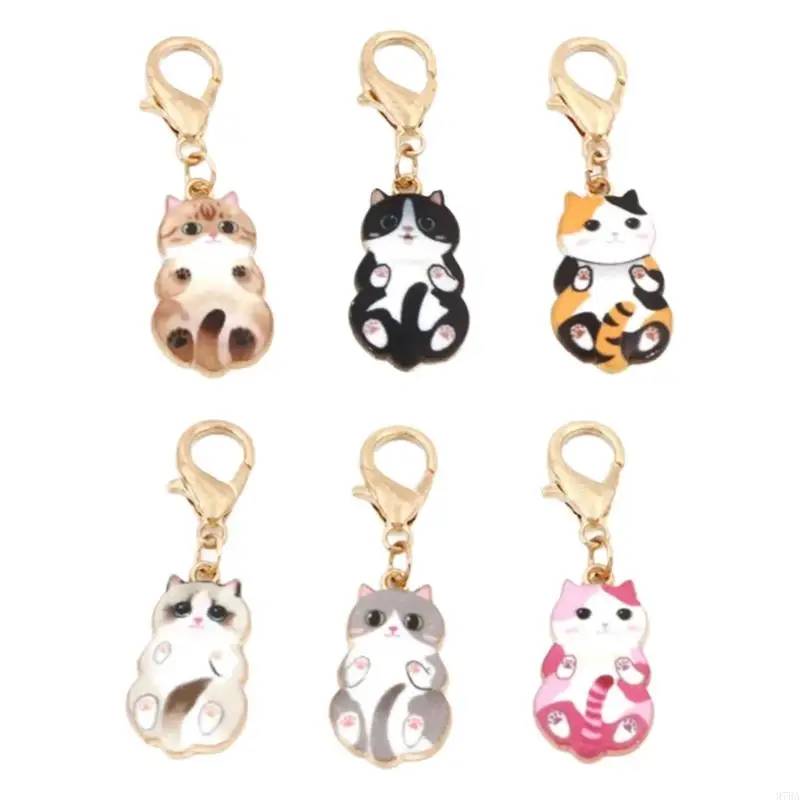 

97BA 6Pcs Cats Stitching Marker Charm with Lobster Clasps, Crochet Stitching Marker