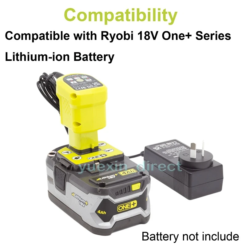 Cargador portátil adecuado para batería de iones de litio Ryobi de 18V, cargador dividido portátil Compatible con la serie de iones de litio Ryobi de 18v