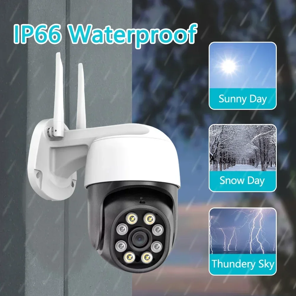 Kamera bezpieczeństwa PTZ 5MP zewnętrzna przewodowa kolorowa noktowizor do wykrywania humanoidalne i syreny, kamera zewnętrzna IP66 2-kierunkowy dźwięk aplikacja Tuya