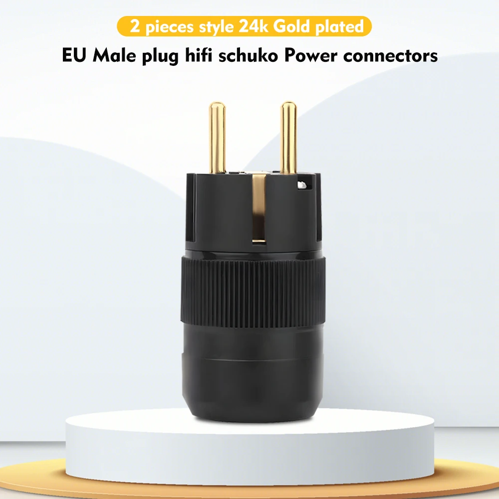 

2 pieces style 24k Gold plated EU Male plug hifi schuko Power connectors