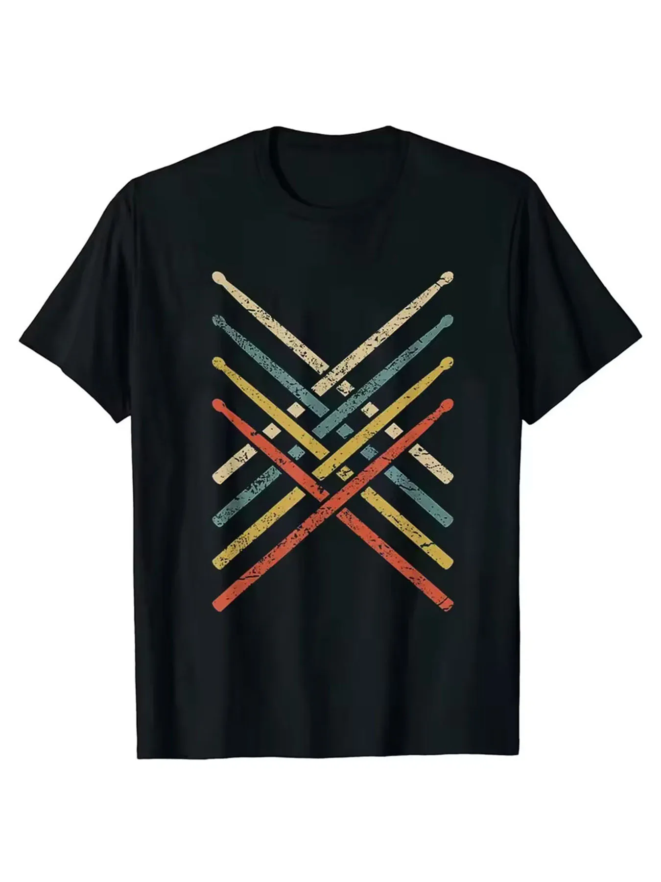 Drummer Retro Vintage Evolution Of Man Drumsticks Drumset Drum Set T Shirt Harajuku Cotton I Destroy Silence Drumming T-shirts