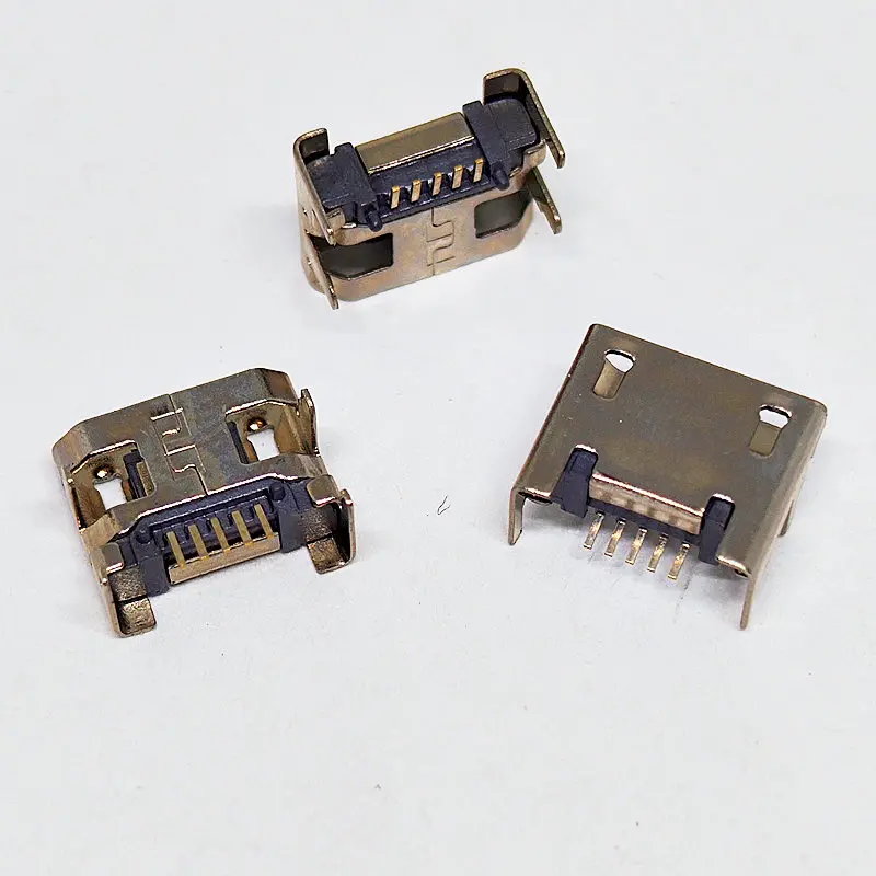100szt Złącze Micro USB 5pin gniazdo Jack Micro usb Cztery nogi 5P Wkładanie płyty gniazdo Mini usb Gniazdo ładowania Port Wtyczka Stacja dokująca