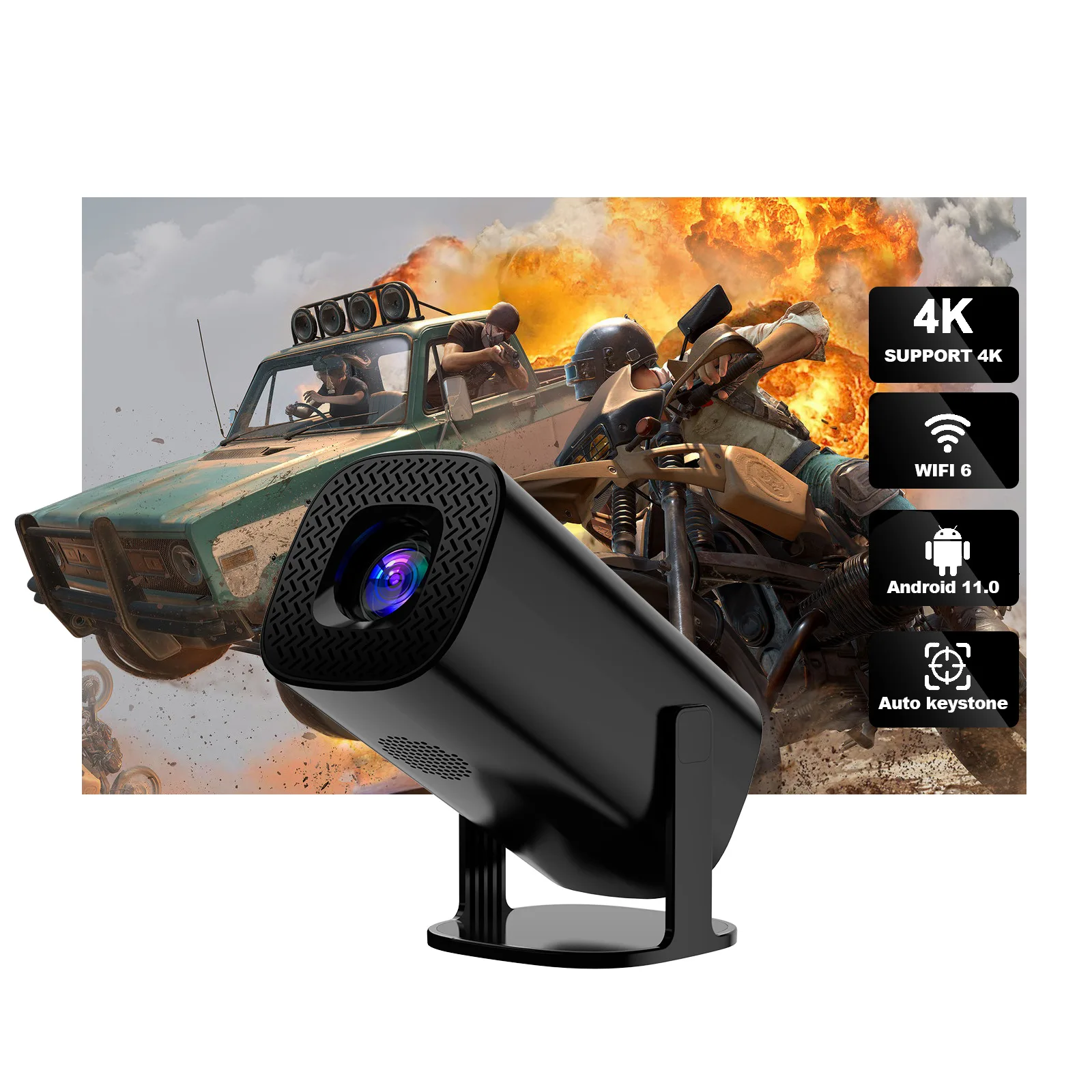 جهاز عرض براد لايت منزلي ، 4K ، أندرويد 11 ، ثنائي Wifi6 ، سينما خارجية أنسي ، GHZWIFI ، H713 ، BT5.0 ، P ، * * P ، جديد ، جهاز عرض خفيف ،!
