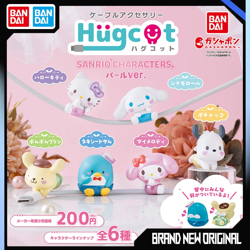 

BANDAI Sanrio Action Figures Model Cute Data Cable Series Kitty Pochacco Melody Gashapon Ball Toy Decorations Official Genuine
