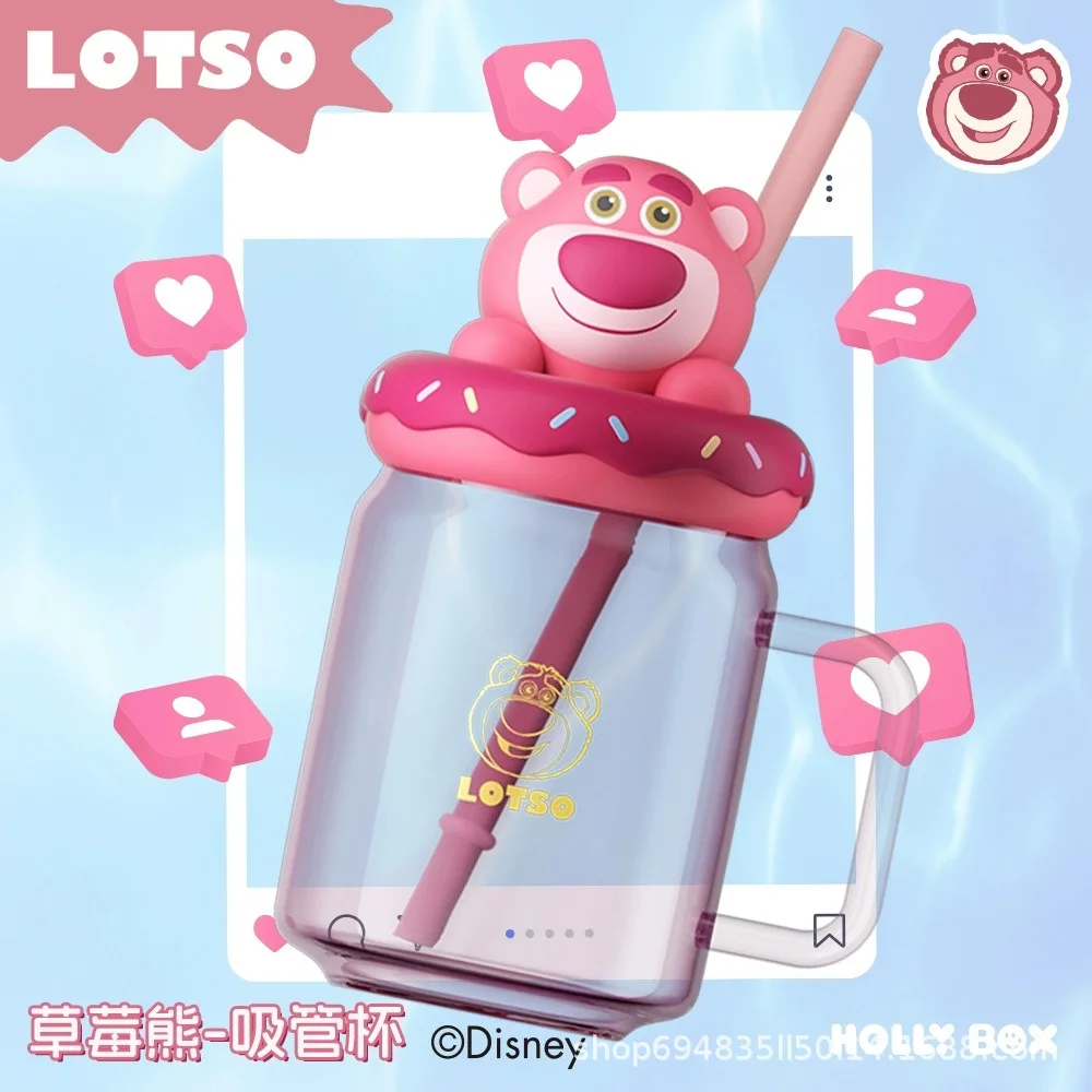 Nieuwe Officiële Zootopia Stitch Aardbei Beer Judy Water Cup met Stro Cartoon Anime Hoogwaardige Glazen Beker Voor meisje Gift