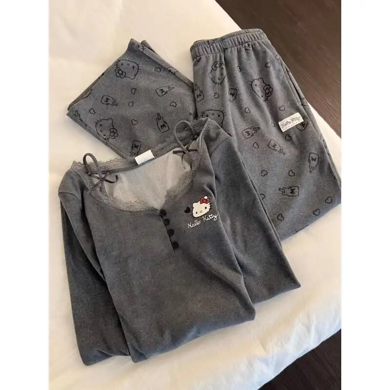 Sanrio hello kitty novo em conjuntos de correspondência calças senhora roupas femininas lançamentos roupas femininas liquidação conjunto produtos calça