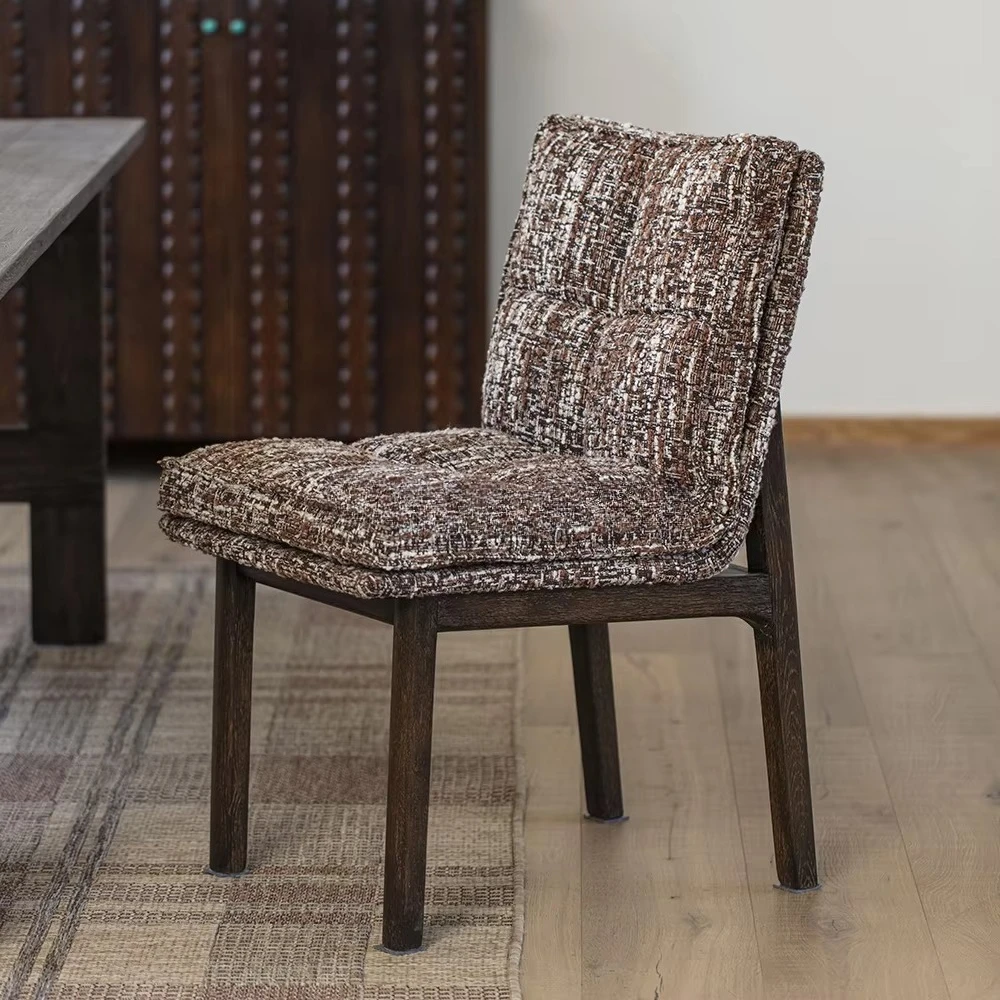 

Minimalist Solid Elm Wood 100% Linen Adjustable Antique Restaurant Chair Apartment Living Room Bedroom Hotel Use