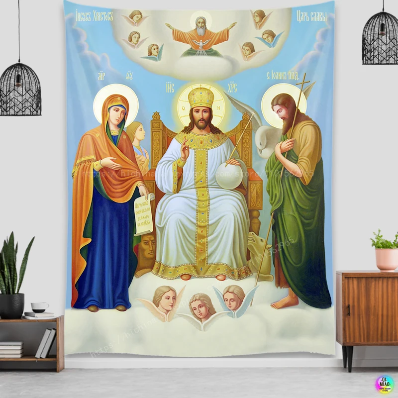 Jesus TapestryEaster Christmas Manger Wall Decoration Christian Believers Wise Men Wall Hanging For Room Decor Icon of Christ