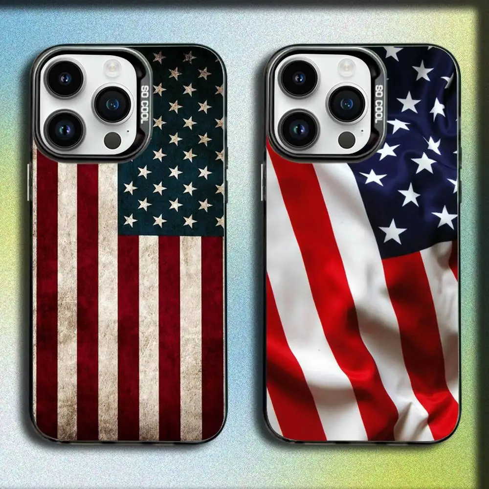 

America USA Flag Phone Case For iPhone 17,16,15,14,13,12,Pro,Max,Plus,E,SE4,Air,Mini Black IMD Box