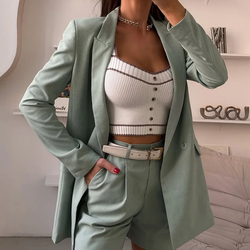 

Women's Professional Solid Color Long Sleeved Suit Jacket Customized European American Spring New Fashion