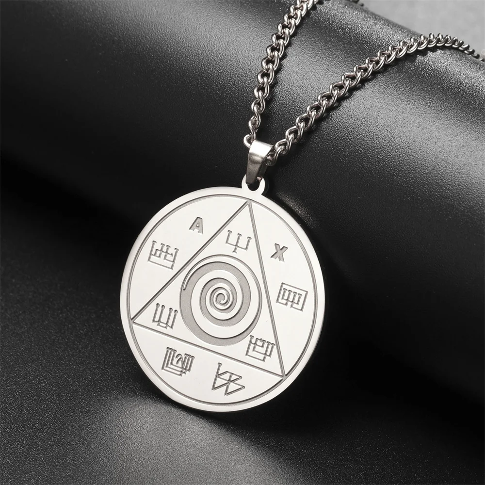 EUEAVAN Talisman Abraxas Pendant Necklace Stainless Steel Good Luck Powerful Money Protection Necklaces Spiritual Amulet Jewelry