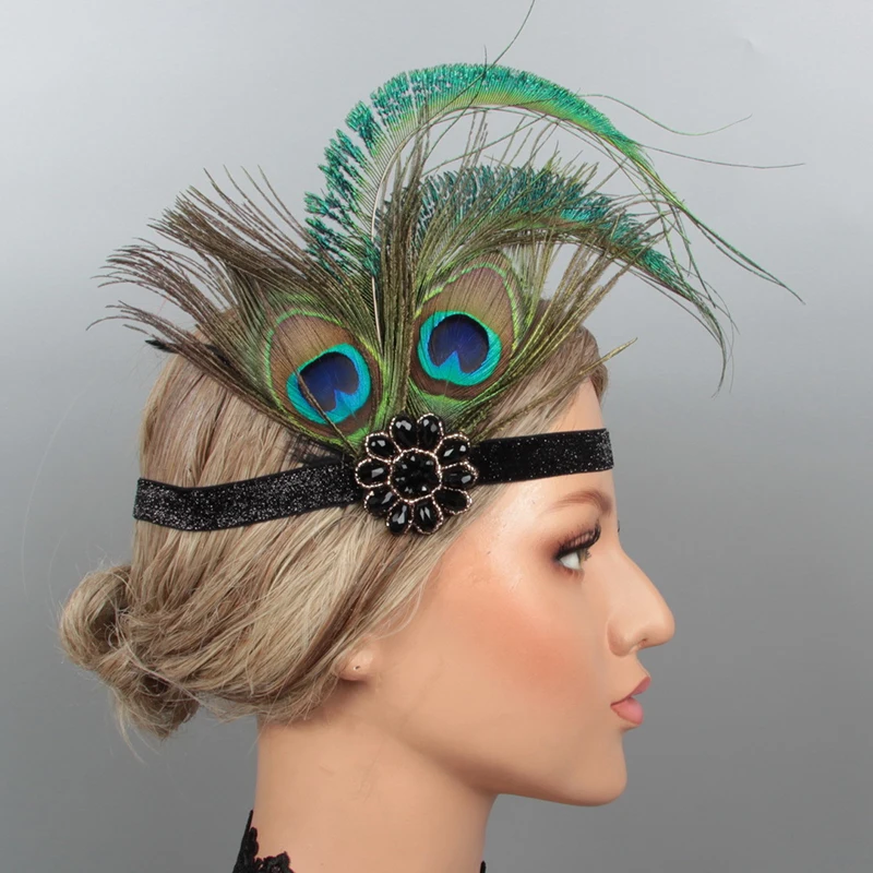 Elegant Hairband Headpiece Feather Peacock Headband Headdress Vintage Costume Party Hairband For Women Feather Headpiece