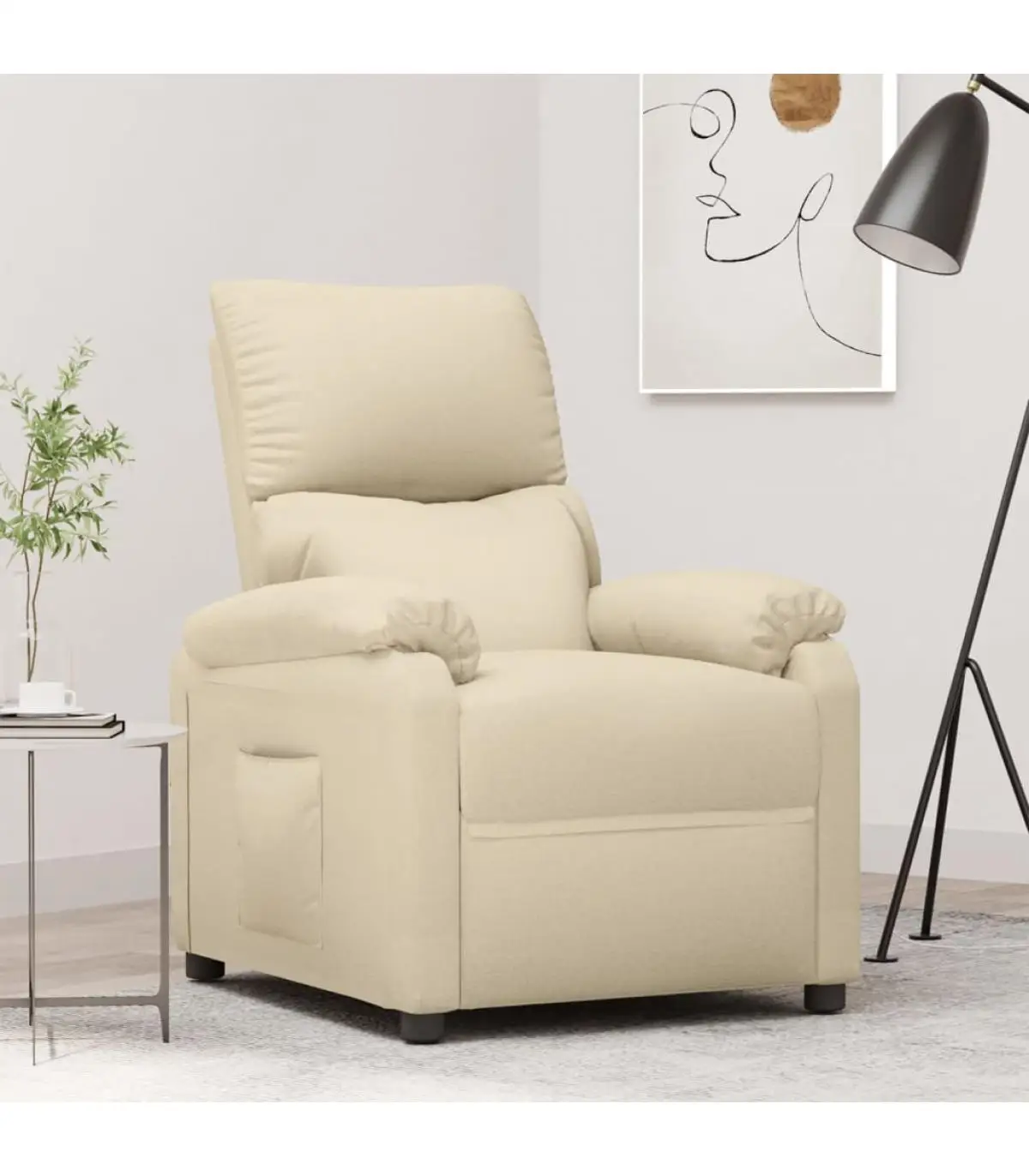 Cream fabric recliner chair for TV