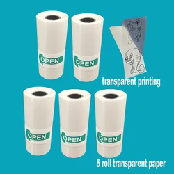 57cmx25cm 5 rolls Transparent self-adhesive/White Thermal paper Self-adhesive/white ordinary thermal printer paper for pocket ca