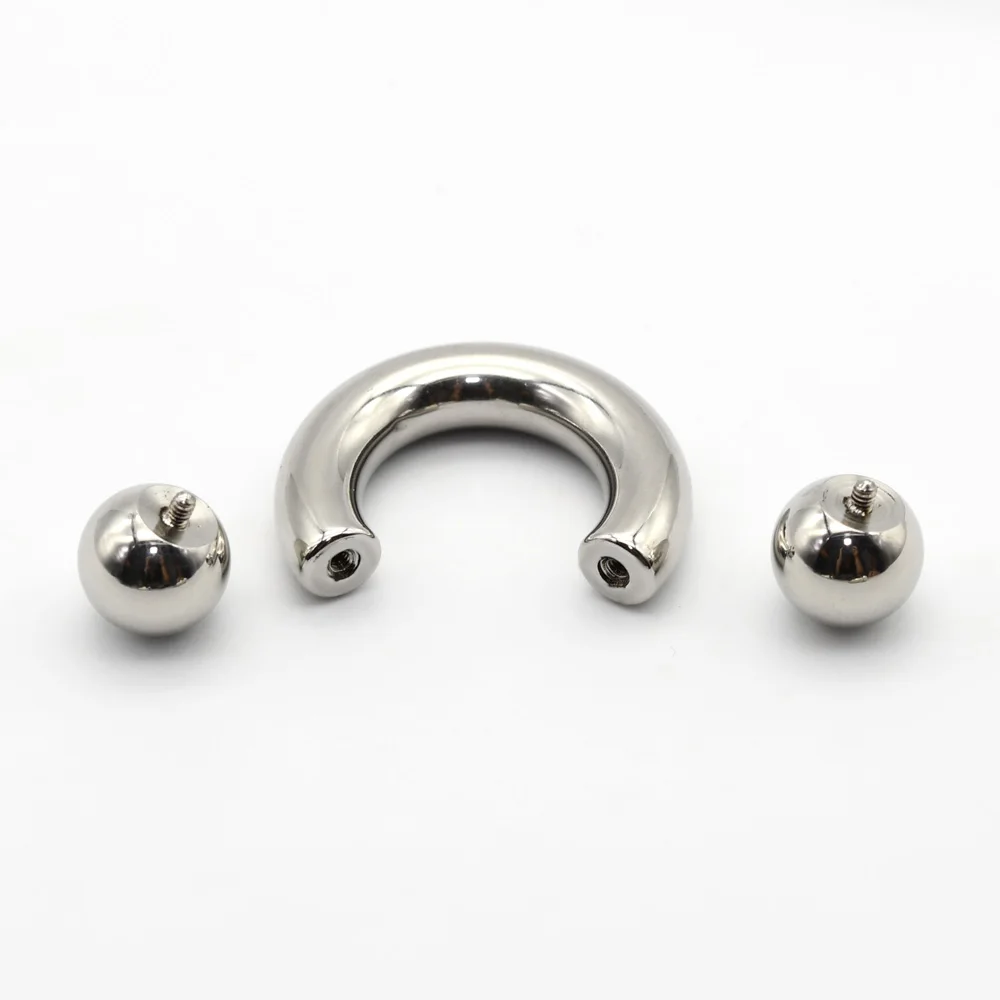 12G-00G Large Gauge Stainless Steel Horseshoe Ring Ball Septum Stretcher Helix Piercing Hoop Ear Expander Ear Hangers Weights