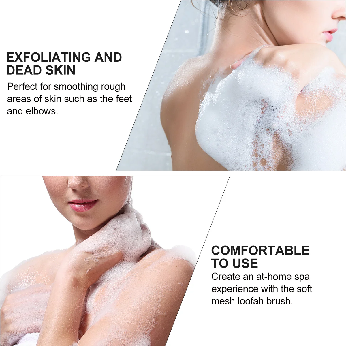 

Bath Sponge Brush Long Handle Loofah Mesh Exfoliating Back Scrubber Shower Bath Pouf for Men Women Exfoliating Scrubber