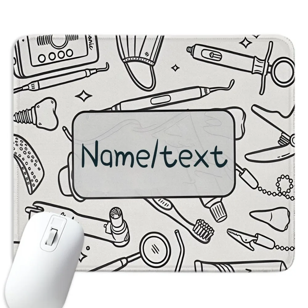 Customized Personalized Dental Graphic Desk Mat With Custom Name Text, Smooth Waterproof Wipeable Surface For Home Clinic PC