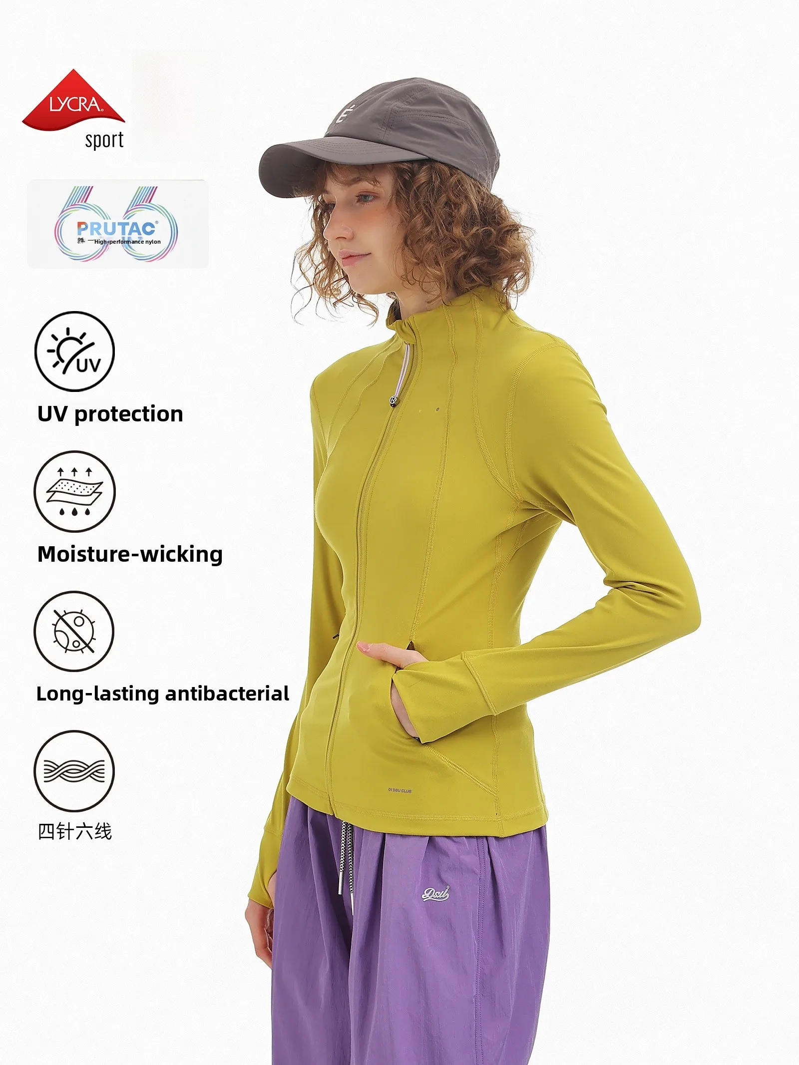 

DSU Nylon Yoga Jaet Women's Slim Fit Antimicrobial Spor Sle Long Sve Zipper Closure Fitn Outerwear Elastic Neline