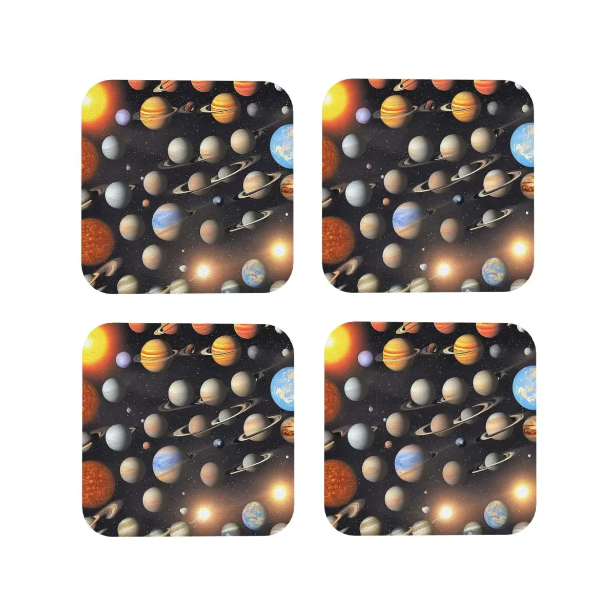 Solar System Space Planets Universe Coasters Kitchen Placemats Insulation Cup Coffee Mats For Decor Home Tableware Pads Set of 4