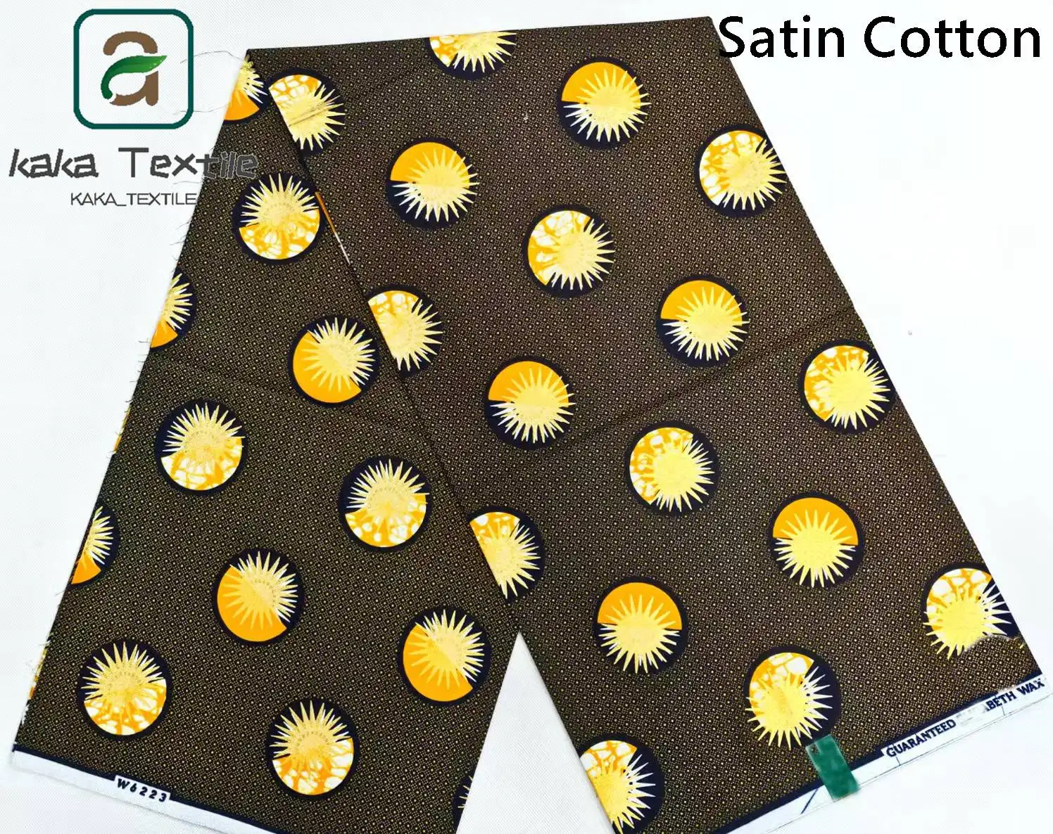 جديد لينة مادة القطن الساتان الأفريقي الديباج الأزرق الملكي الذهبي يطبع نسيج القطن Pagne الاشياء الشمع الأقمشة المنسوجة 6 ياردة