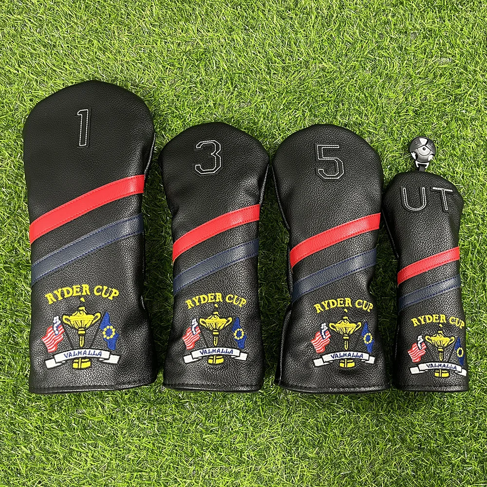 

Classic Golf Headcovers with Flag Motif - Driver & Fairway Waterproof Protector Durable Outdoor Use
