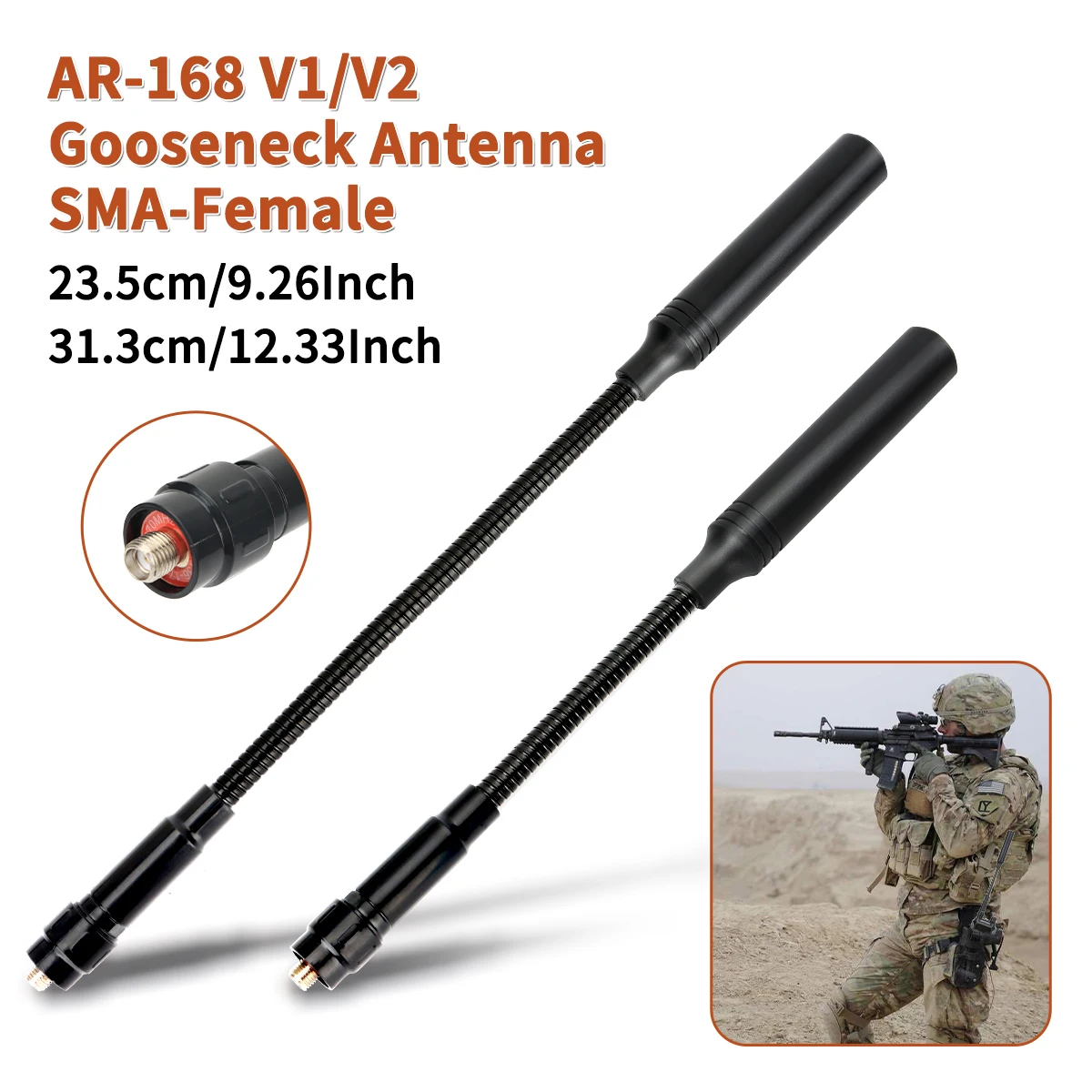 AR-168 Goosenecek Tactical Antenna Dual Band SMA-Female For Quansheng UV K5 K5(8) K6 Baofeng UV-5R BF-888S UV 5RH 21 17 Pro K61