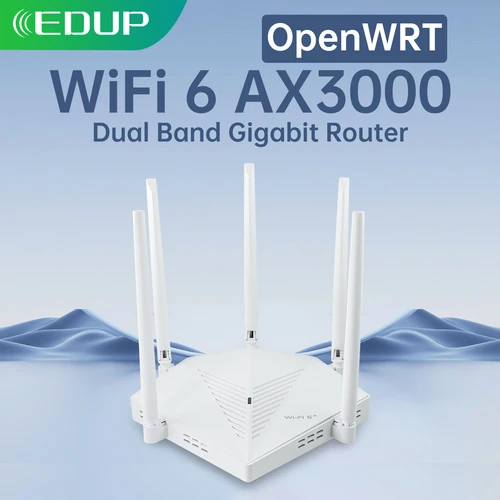Imagen 1 del producto EDUP RT2980 AX3000 OpenWRT 3000Mbps banda Dual 2,4/5GHz Gigabit WIFI6 enrutador 802.11AX MIMO EasyMesh enrutador de amplio rango de señal
